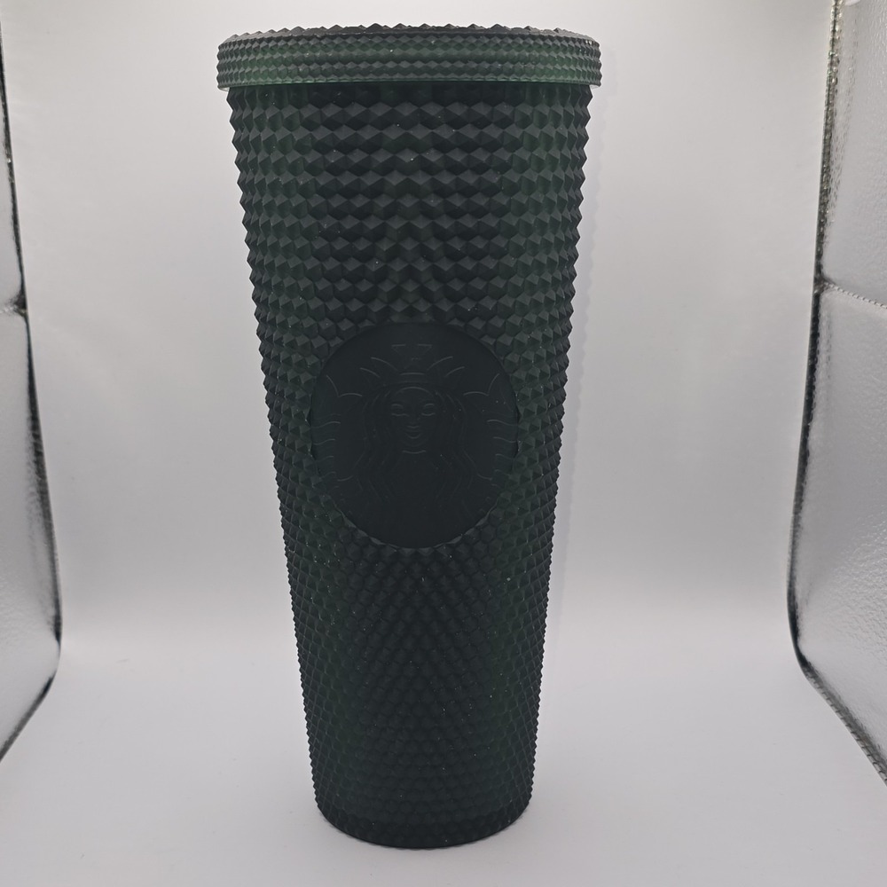 Starbucks Dark Green Geometric‎ Reusable Plastic Tumbler 24oz Twist Lid